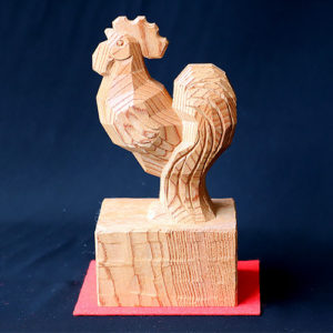 招福「鶏」(欅) | 木彫り広場
