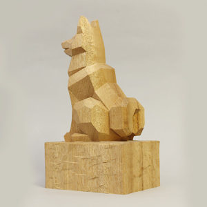 ◇美術品・刻字・彫刻◇『戌（犬）左向き』手彫り・額装済◇山本芳雅作